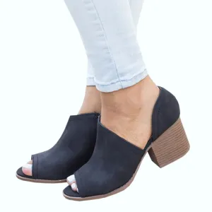 Low Cut Peep Toe Middel Chunky Heel Ankle Boot Sandals