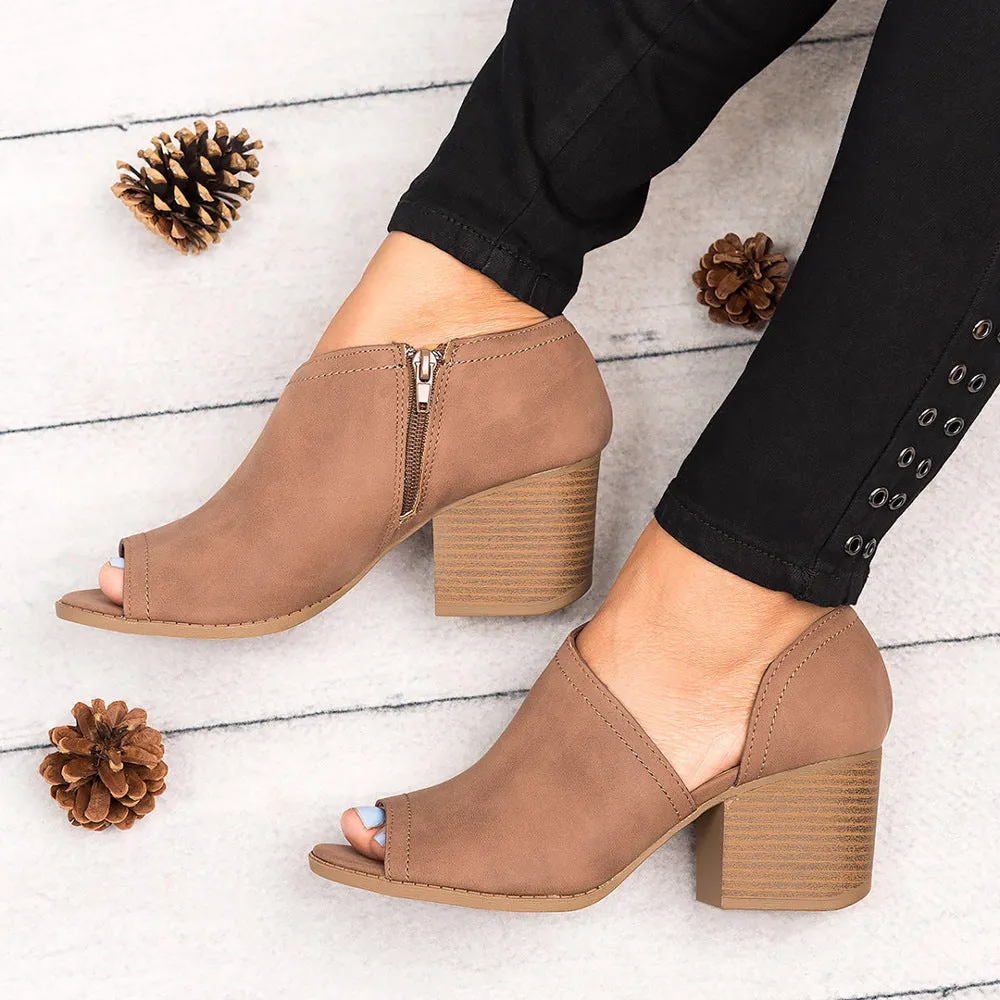 Low Cut Peep Toe Middel Chunky Heel Ankle Boot Sandals