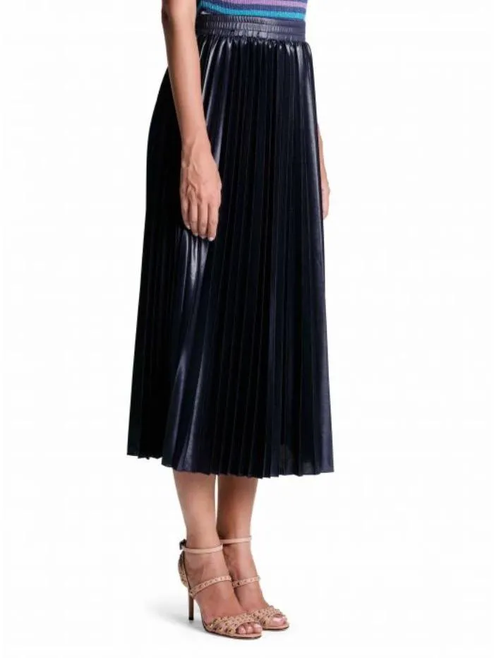 Marella Tartufo Pleated Metallic Blue Skirt 37710204