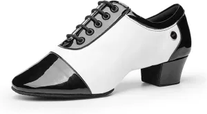 Men's Latin Dance Shoes Modern Men's Ballroom Tango Latin Dance Shoe Man Split Indoor Soft Sole Black White Dance Shoes