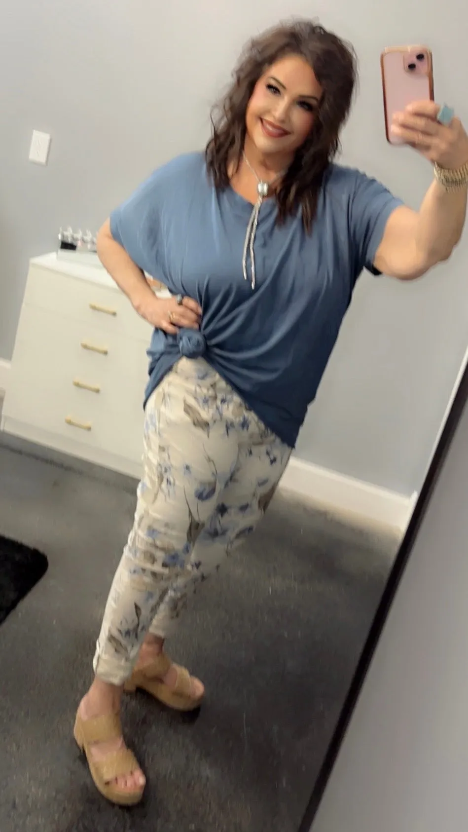 Morning Blue Floral Khaki pants
