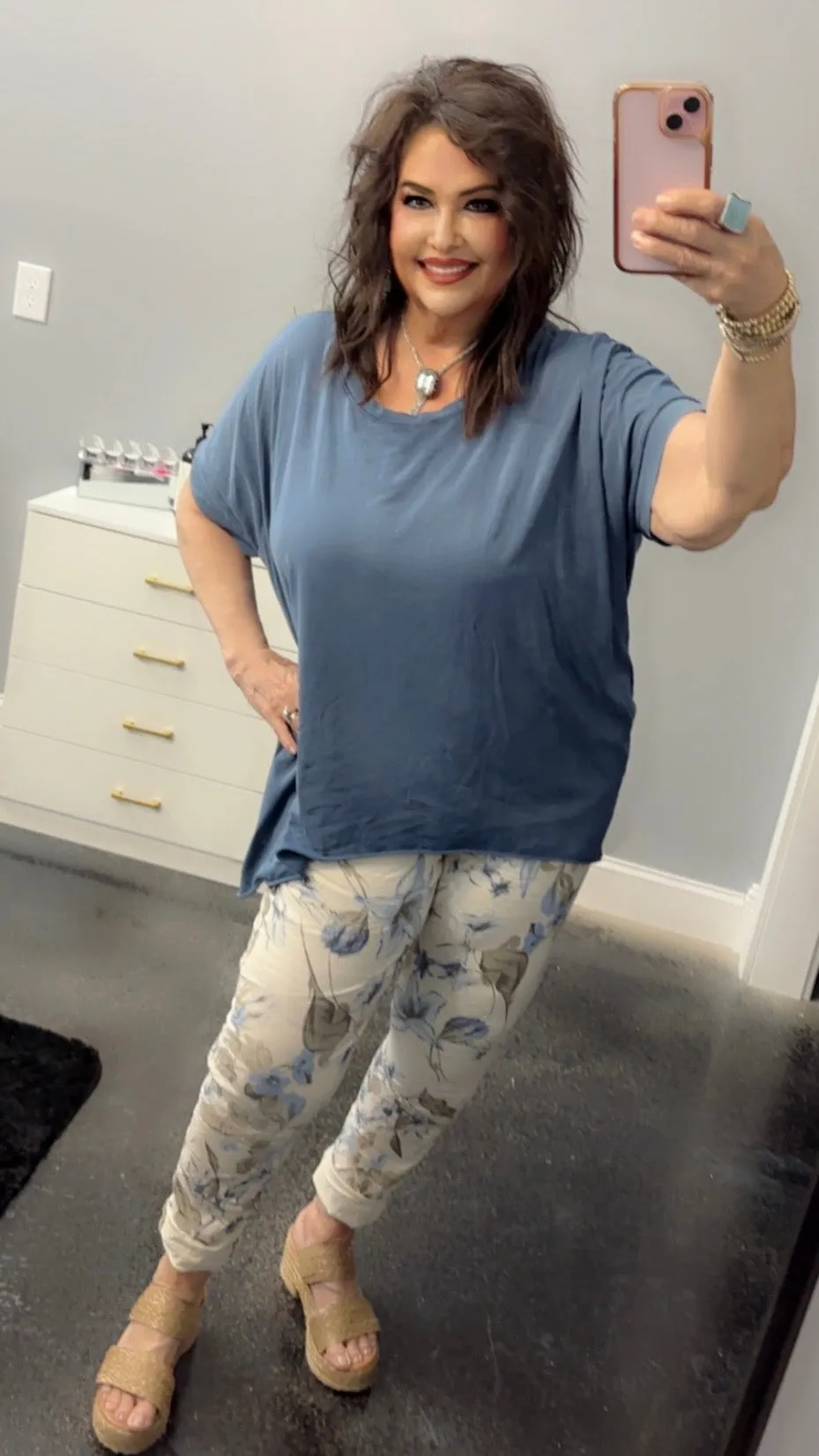Morning Blue Floral Khaki pants