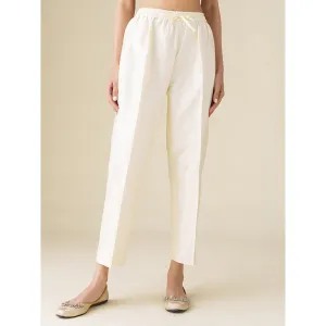 Mushio Off White Cotton Silk Pants