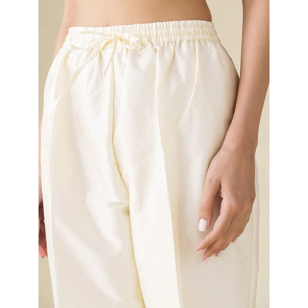 Mushio Off White Cotton Silk Pants