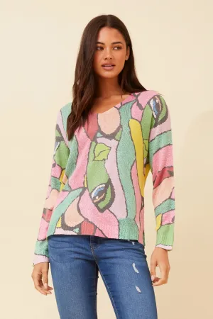 NEAVE ABSTRACT PRINT KNIT PULLOVER