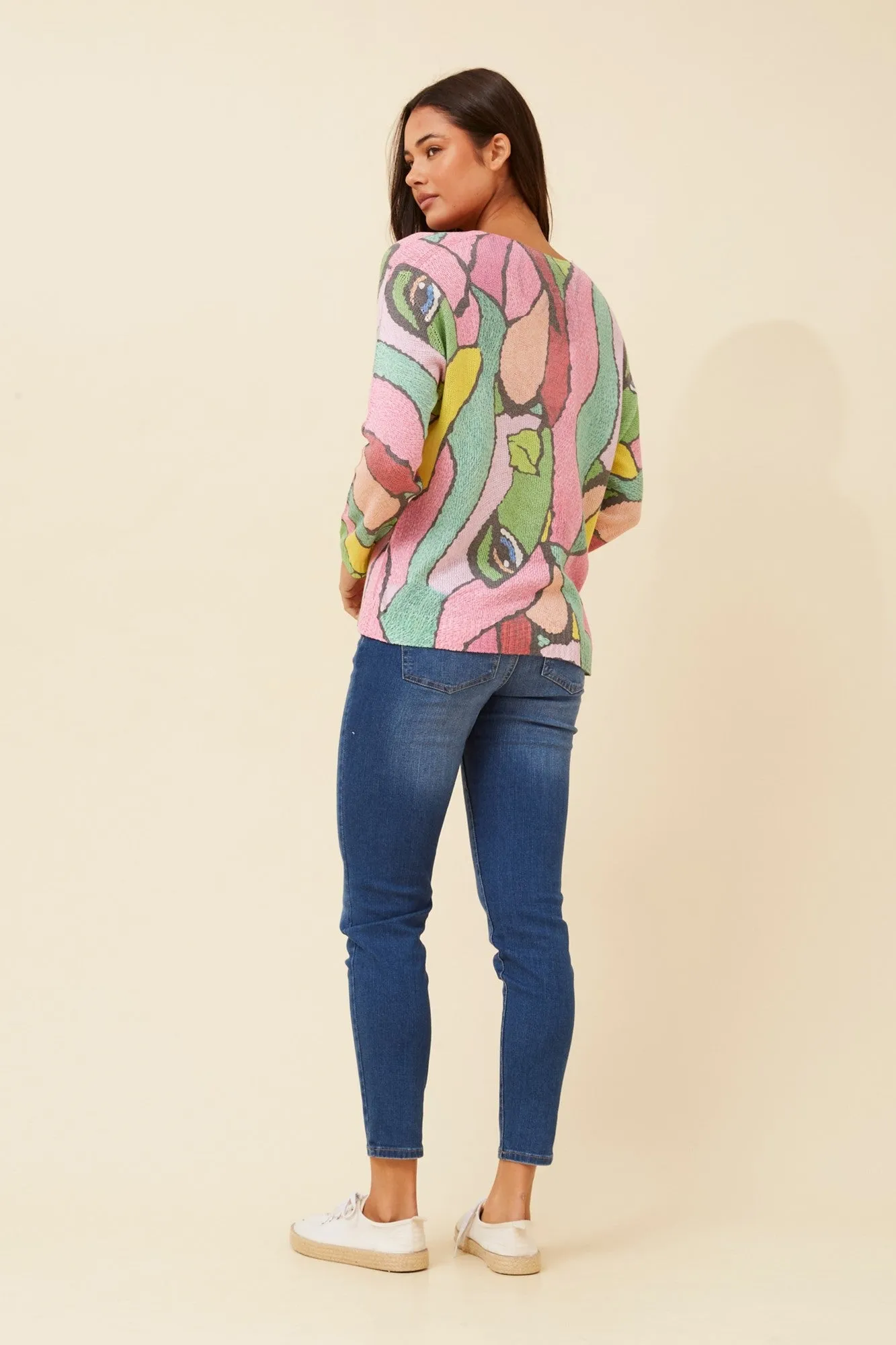 NEAVE ABSTRACT PRINT KNIT PULLOVER