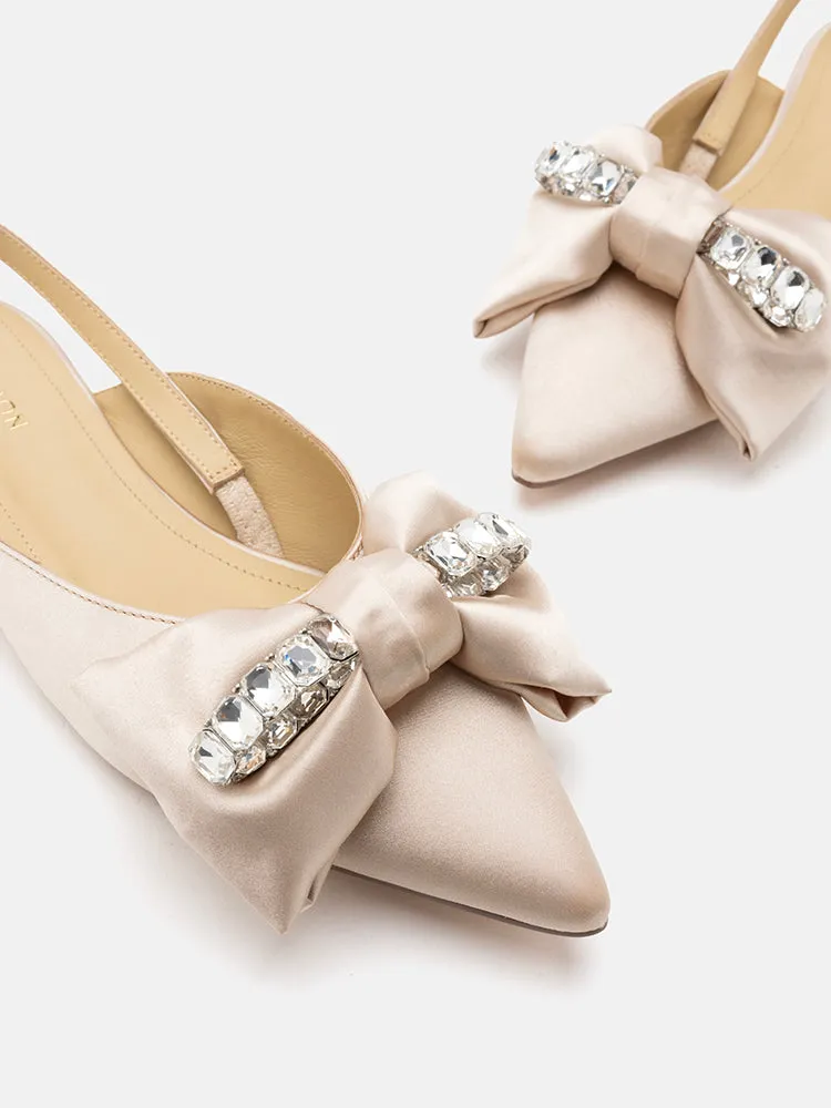 Norah Crystal Bow Embellished Slingbacks