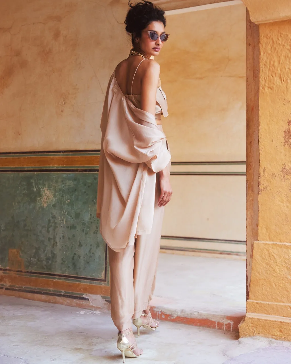 Nude Pink Silk Organza Co-Ord Set