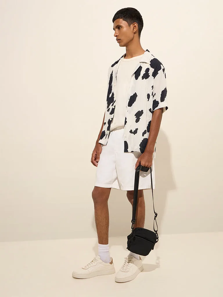 Nuon White Abstract Print Relaxed-Fit Shirt