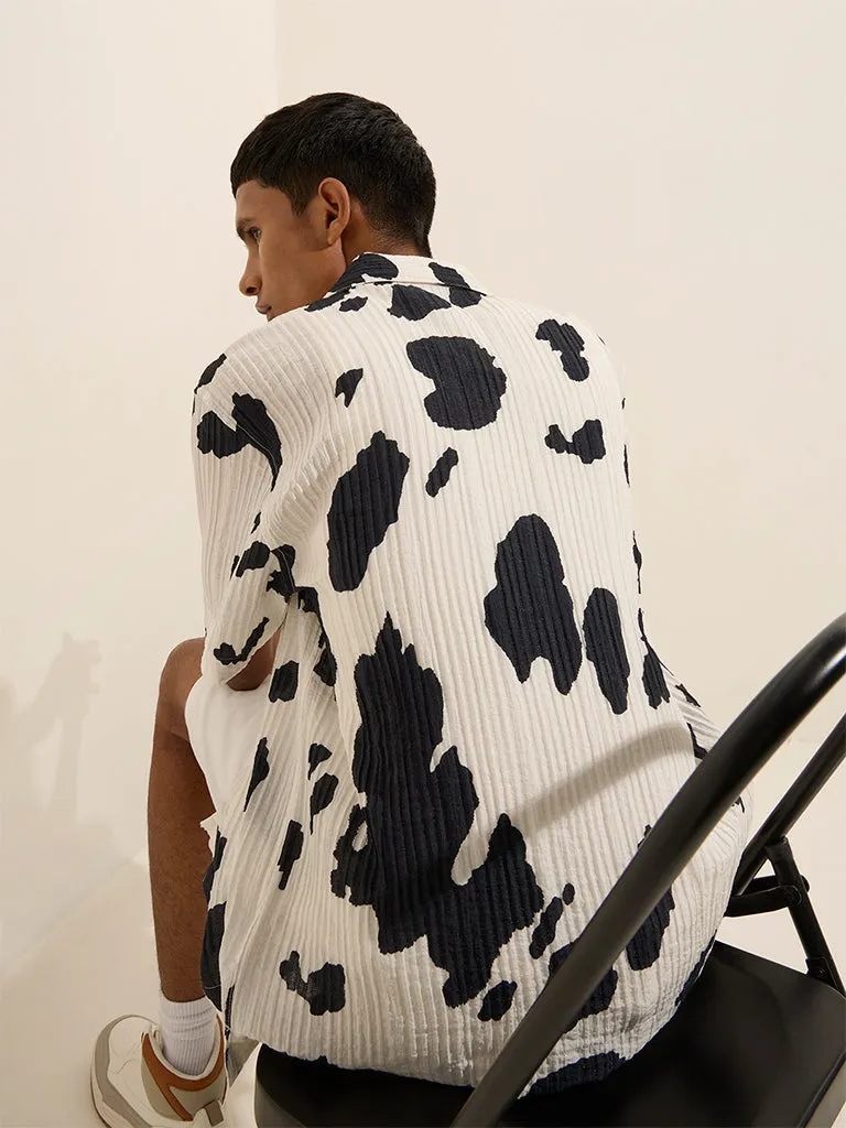 Nuon White Abstract Print Relaxed-Fit Shirt