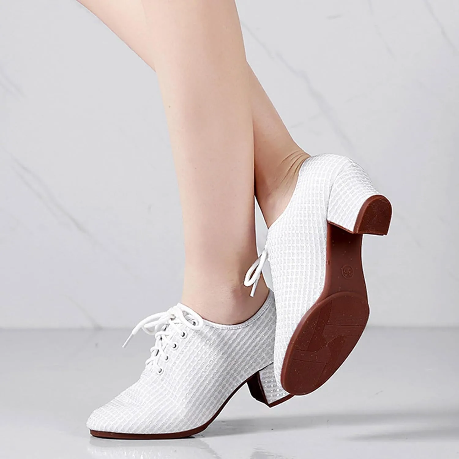 ONAIC Standard Closed Toe Ballroom Dance Shoes for Womens Lace Up Practice Dance Shoes Casual Dance Sports Shoes