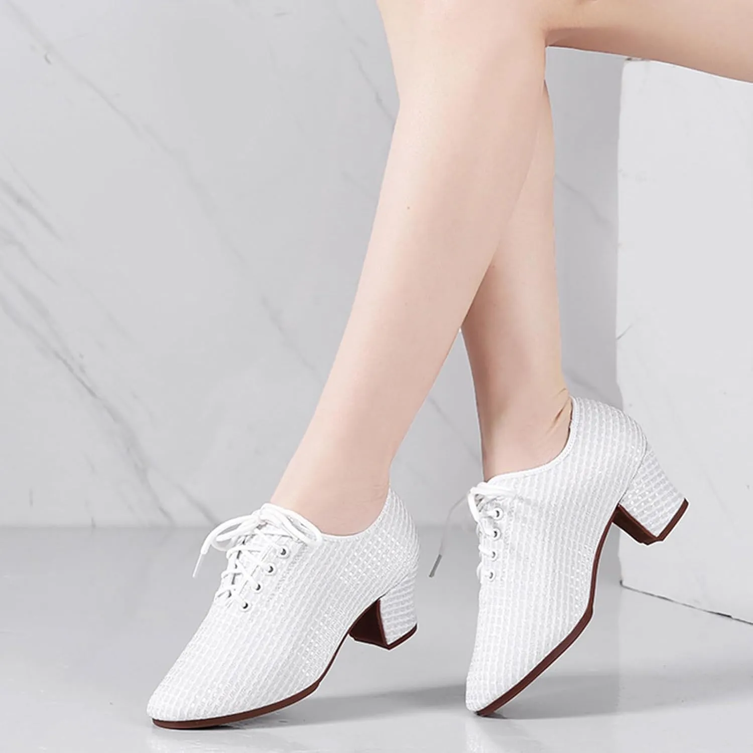 ONAIC Standard Closed Toe Ballroom Dance Shoes for Womens Lace Up Practice Dance Shoes Casual Dance Sports Shoes