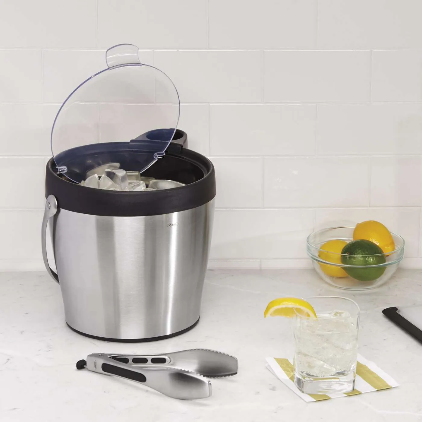 OXO Steel Ice Bucket & Tong Set