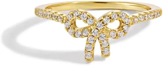 PINKPIN 18K Gold Plated S925 Sterling Silver Bow Knot Ring for Women Fashion Rings for Women Ring Jewelry Gifts