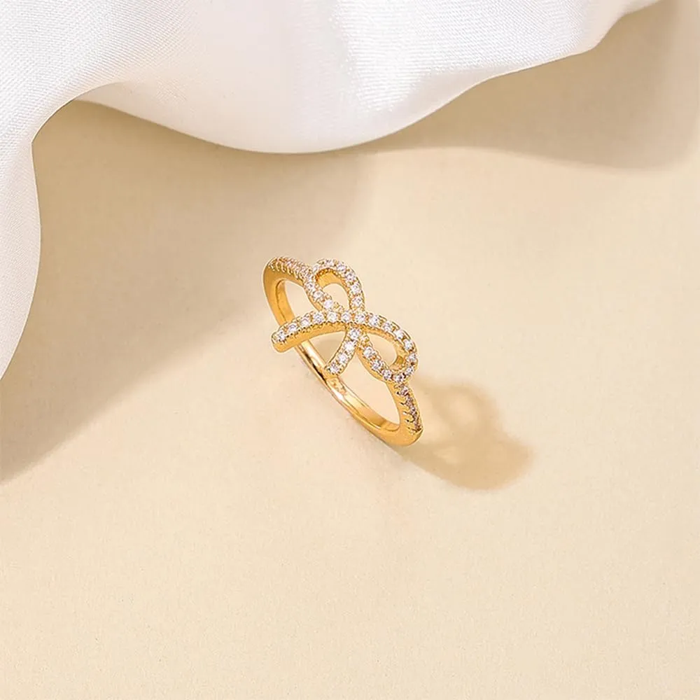PINKPIN 18K Gold Plated S925 Sterling Silver Bow Knot Ring for Women Fashion Rings for Women Ring Jewelry Gifts