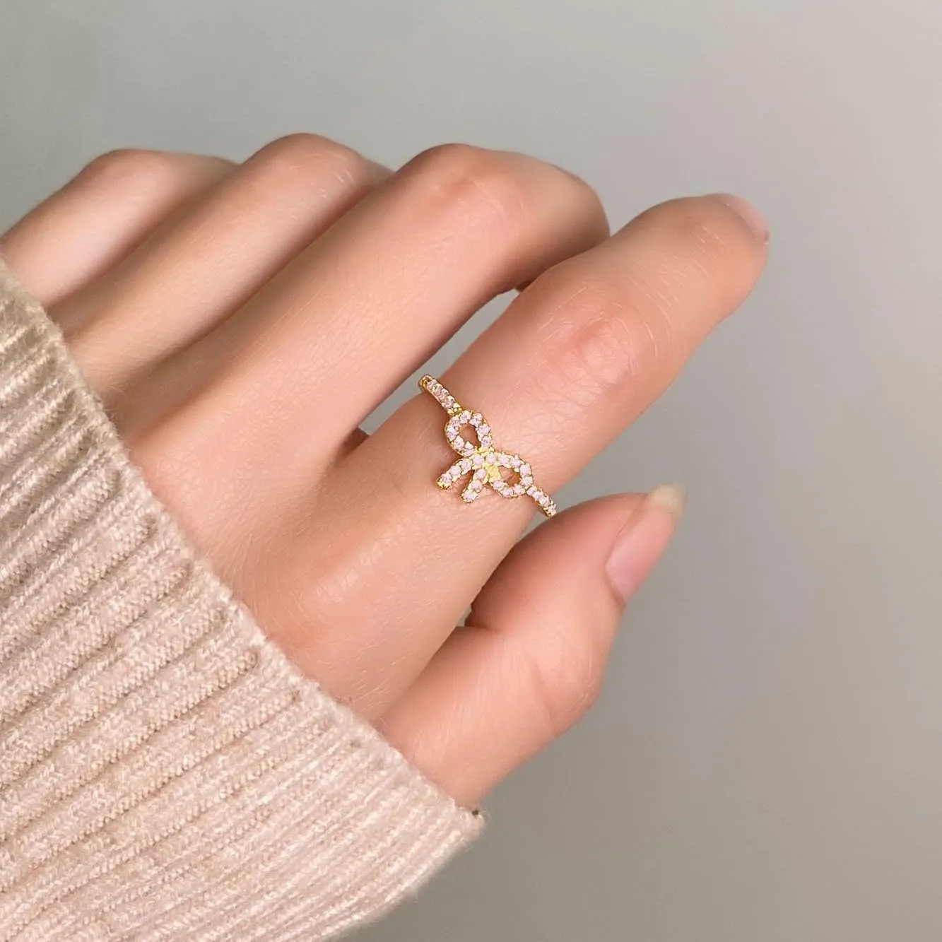 PINKPIN 18K Gold Plated S925 Sterling Silver Bow Knot Ring for Women Fashion Rings for Women Ring Jewelry Gifts