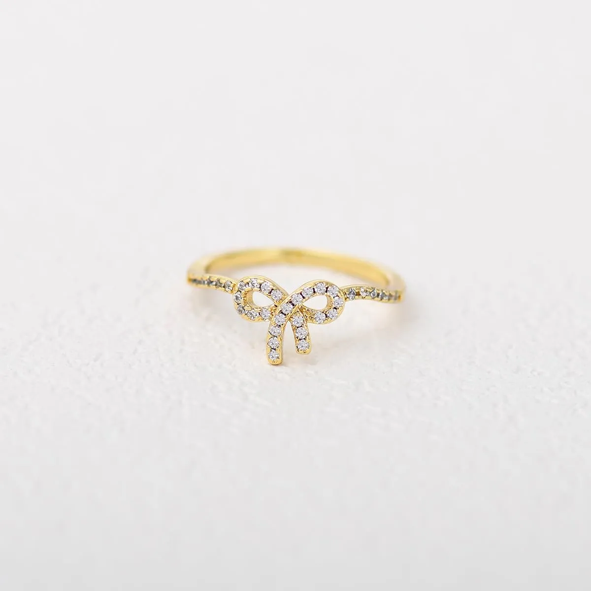 PINKPIN 18K Gold Plated S925 Sterling Silver Bow Knot Ring for Women Fashion Rings for Women Ring Jewelry Gifts