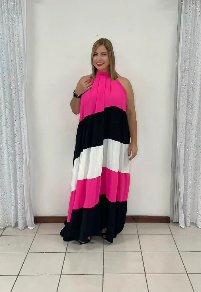 Plus Tricolor Maxi Dress