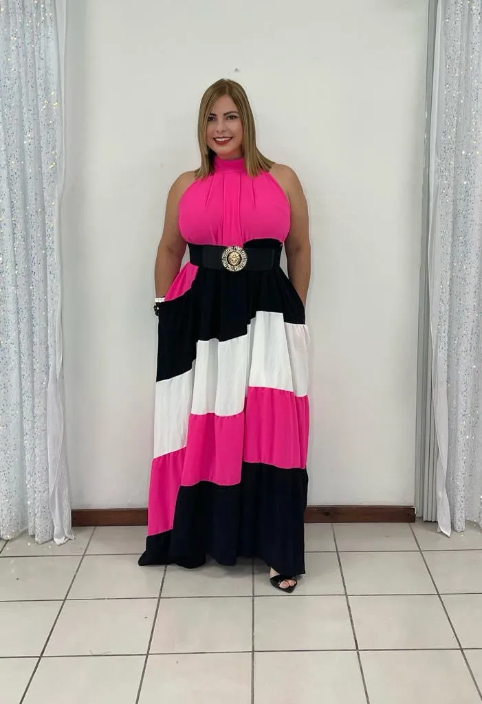 Plus Tricolor Maxi Dress