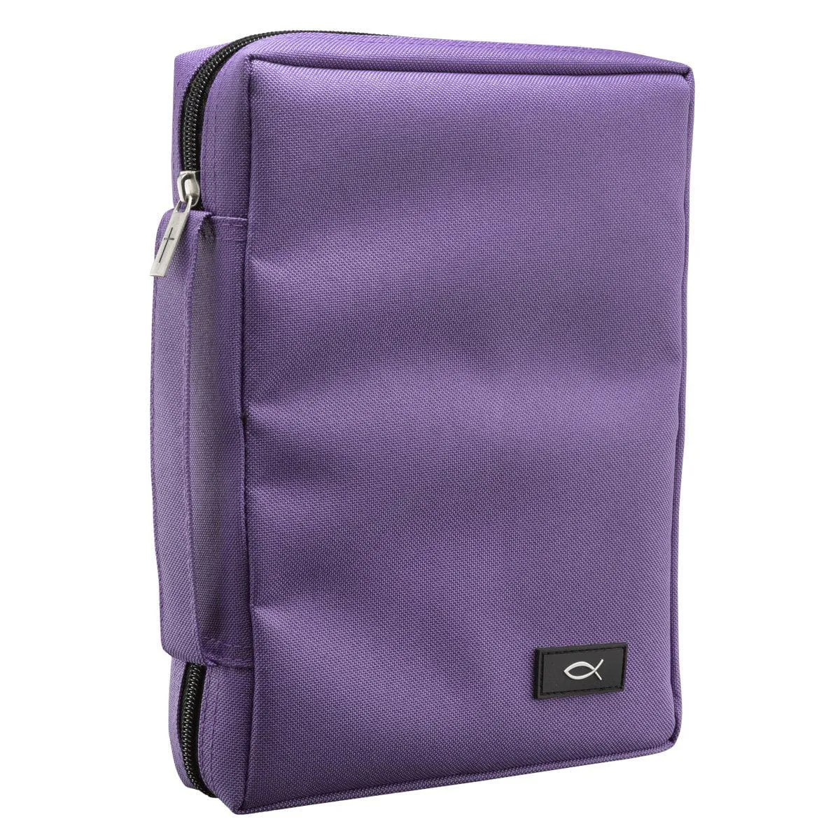 Polyester Canvas with Fish Badge in Purple Bible Cover
