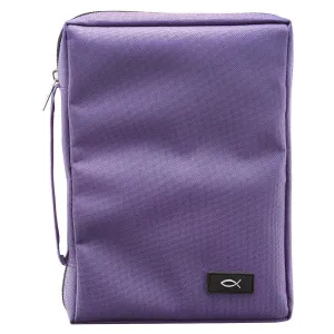 Polyester Canvas with Fish Badge in Purple Bible Cover