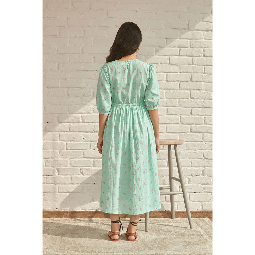 Prakriti Jaipur Green Aster Midi Dress