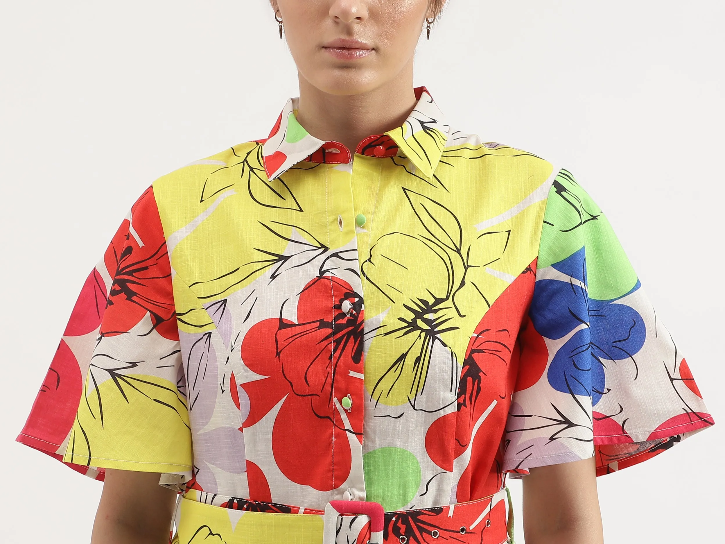 Regular Fit Spread Collar Printed Dress