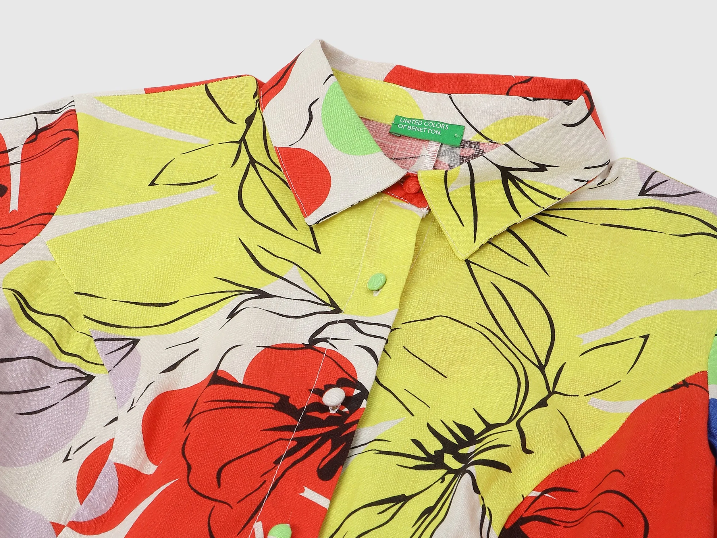 Regular Fit Spread Collar Printed Dress