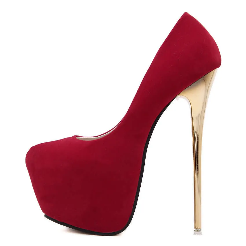 Round Toe Platform Low Cut Super Stiletto High Heels Black Party Shoes