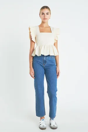 Square Neckline Ruffled Top
