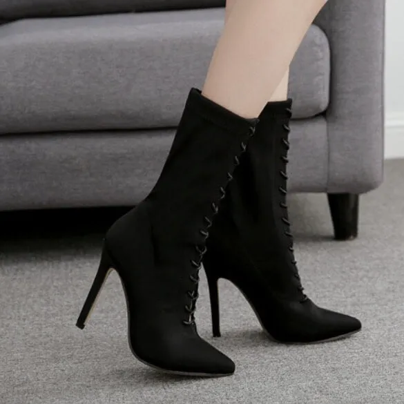 Straps Peep Toe High Stiletto Heel Ankle Boot Sandals