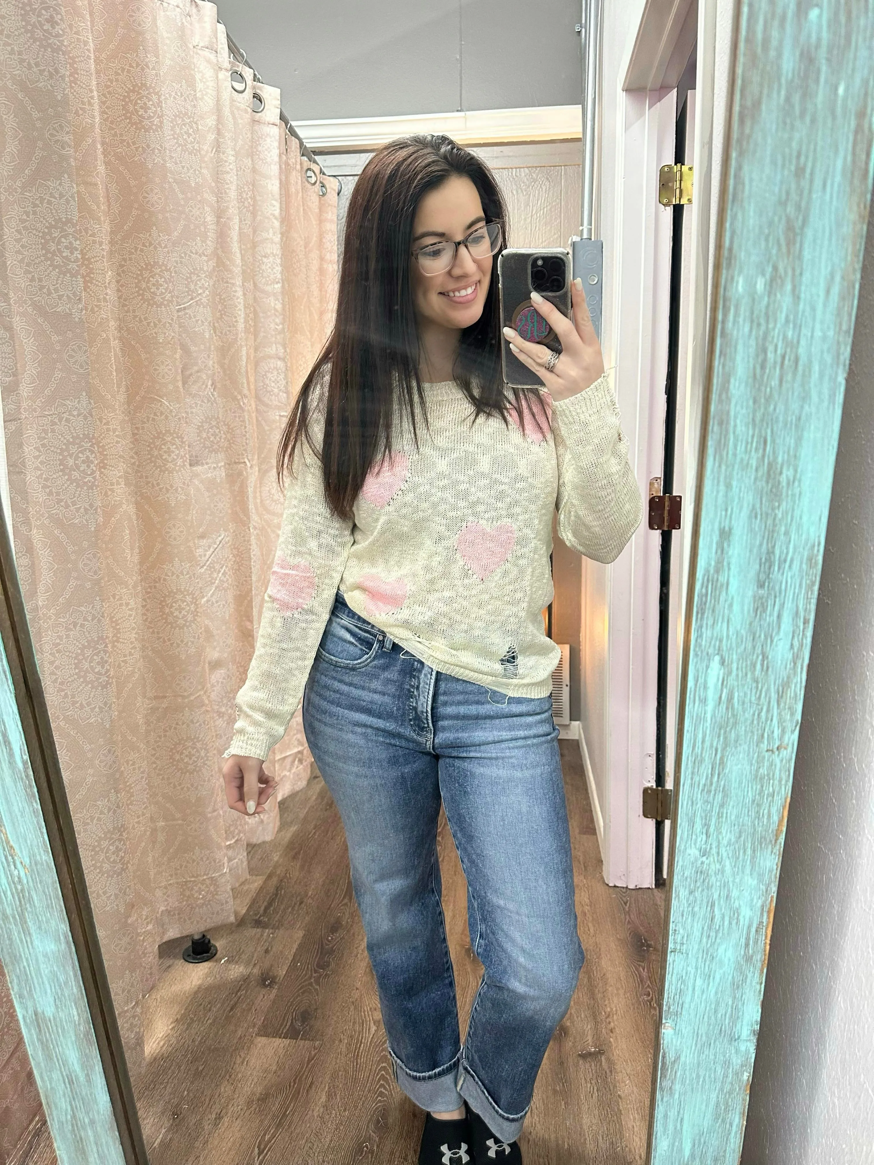 Sweetheart Distressed Knit Sweater
