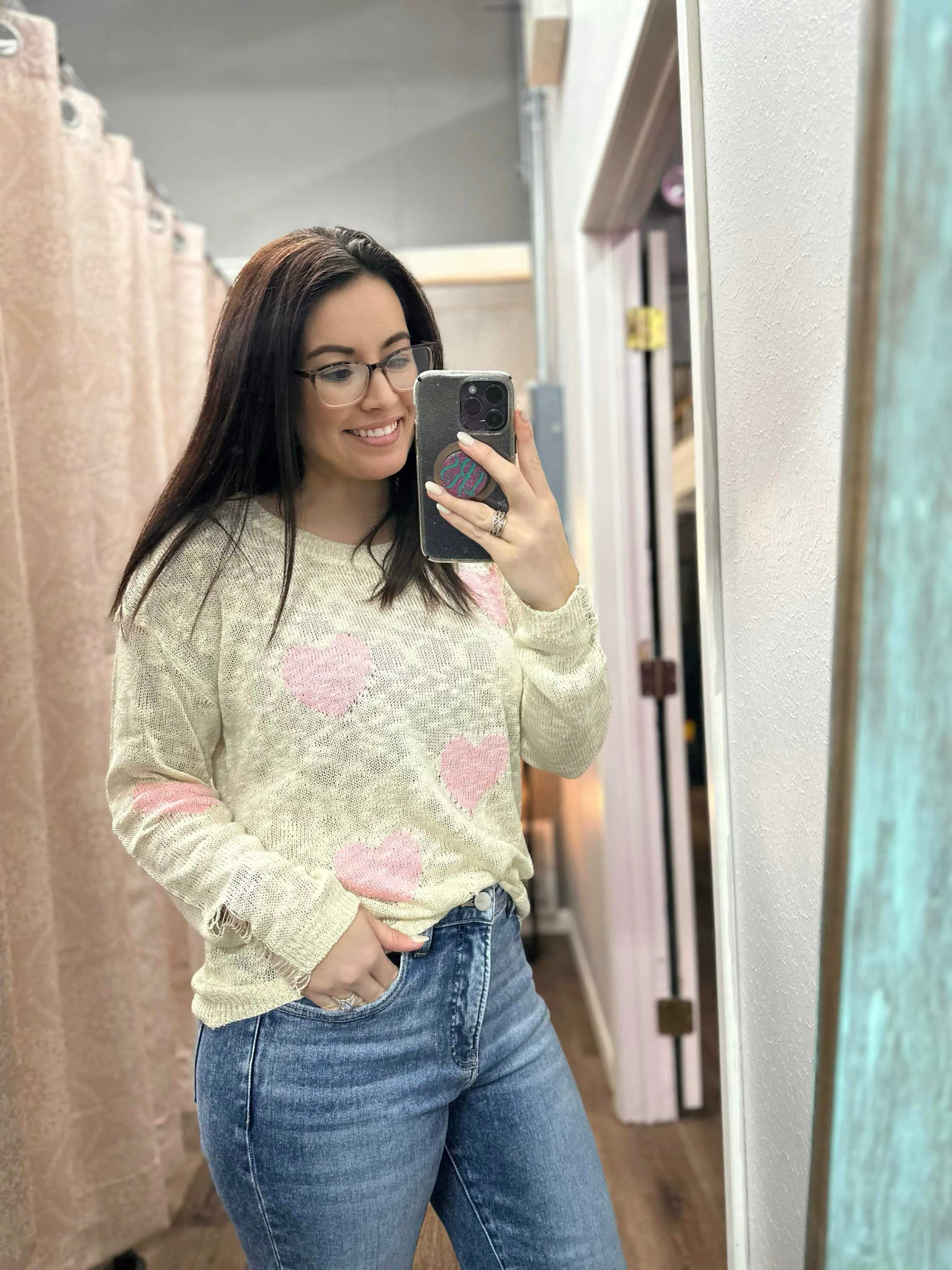 Sweetheart Distressed Knit Sweater
