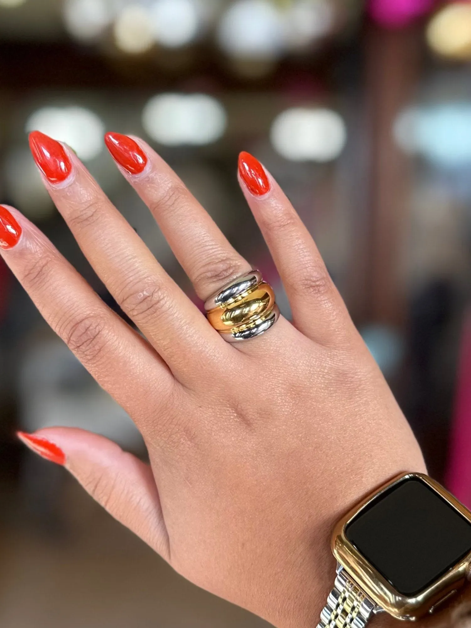 Two Toned Dome Ring - 7