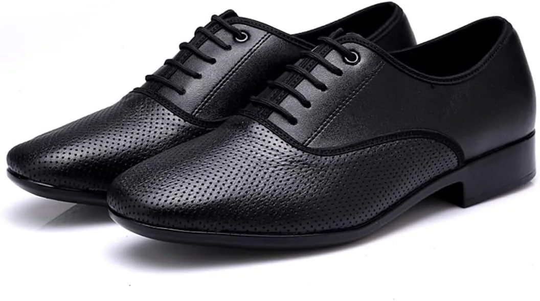 VEACAM Men's Ballroom Dance Shoes, Leather Tango Salsa Latin Shoe Professional Dancing Practice Shoes