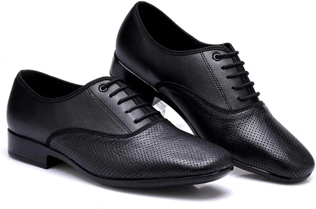 VEACAM Men's Ballroom Dance Shoes, Leather Tango Salsa Latin Shoe Professional Dancing Practice Shoes