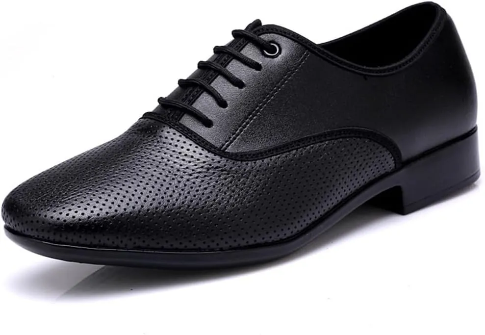 VEACAM Men's Ballroom Dance Shoes, Leather Tango Salsa Latin Shoe Professional Dancing Practice Shoes