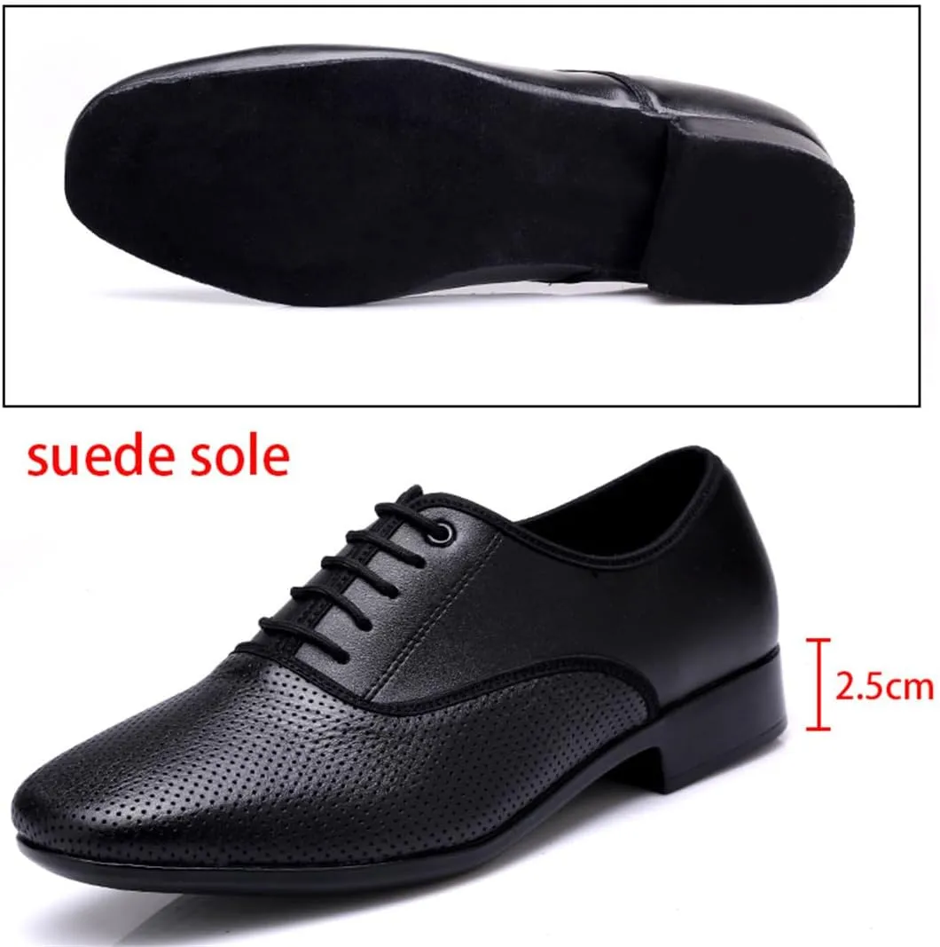 VEACAM Men's Ballroom Dance Shoes, Leather Tango Salsa Latin Shoe Professional Dancing Practice Shoes