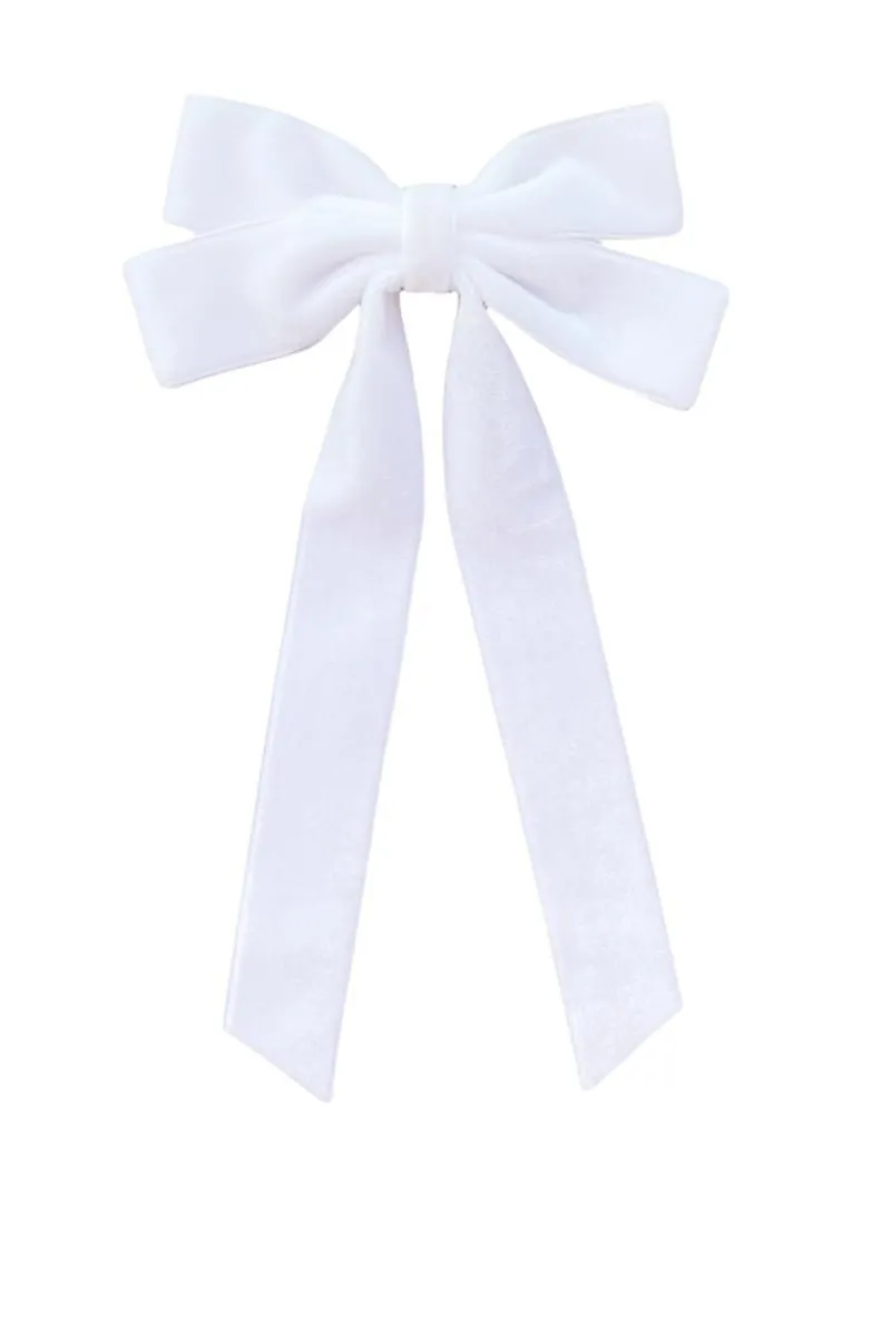 Velvet Ribbon Bow Hair Clip - White