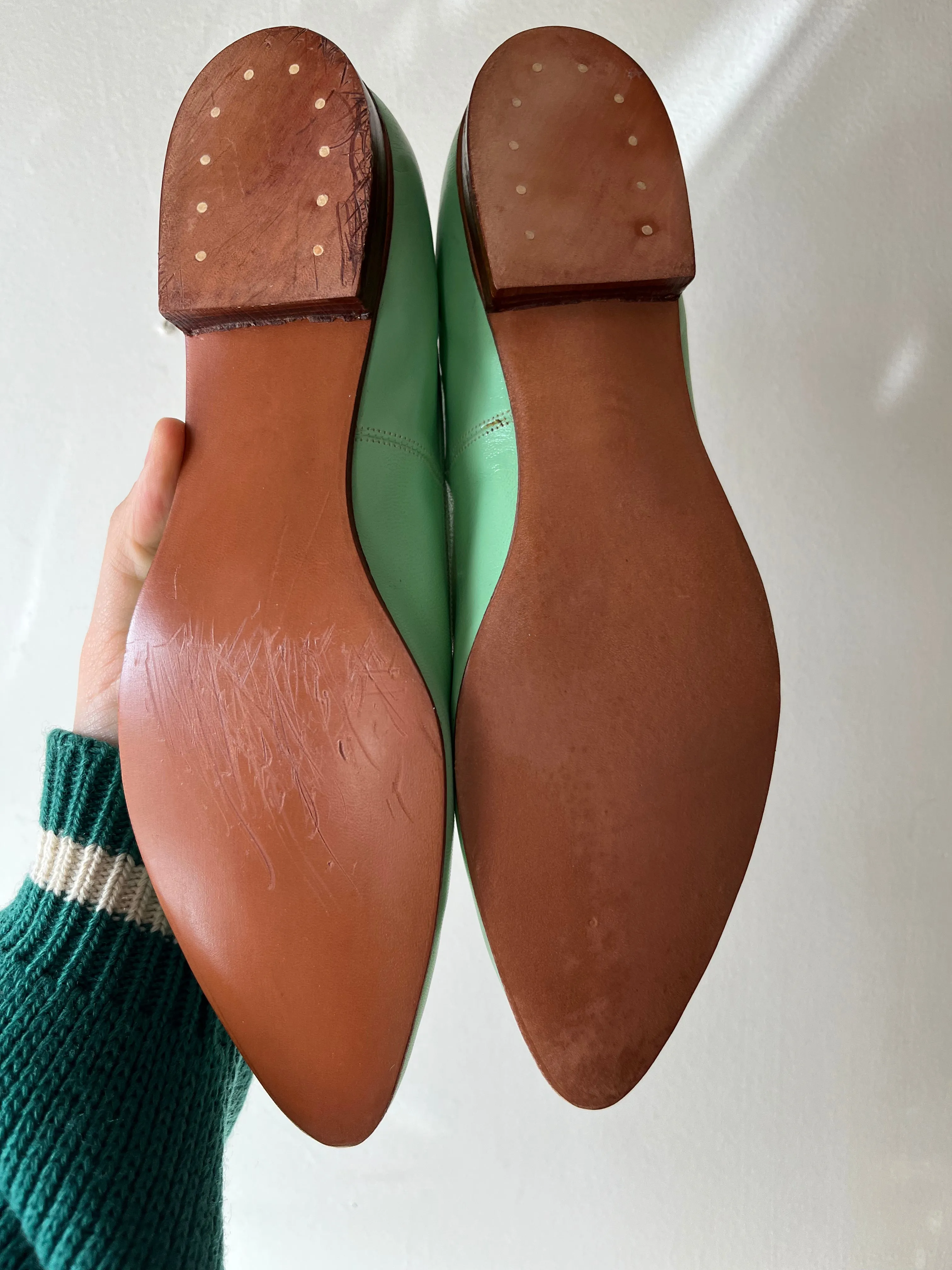 Vintage 1960s Mint Green Loafers by Henry Waters / Sz 8