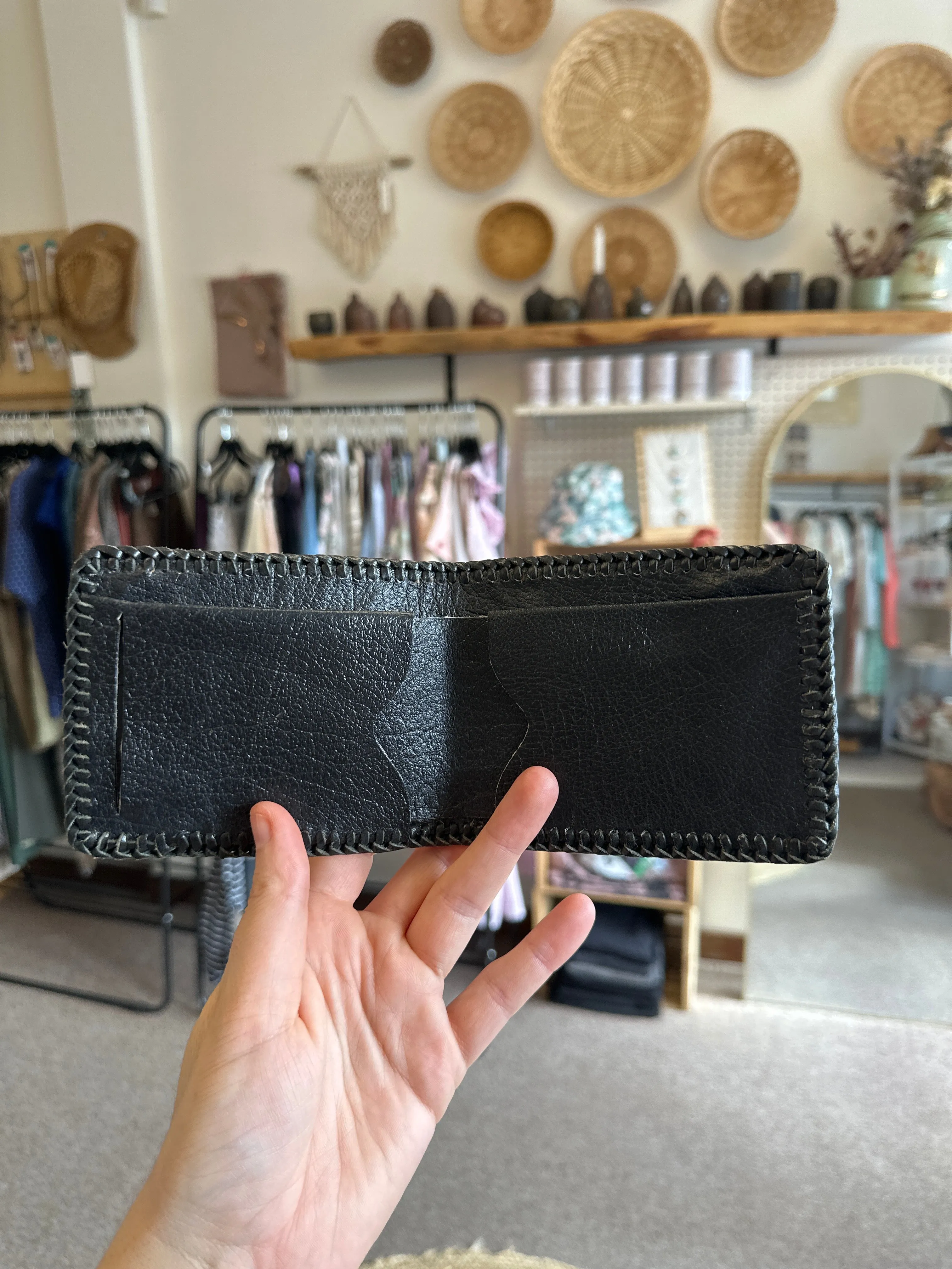 Vintage Hand Carved DW Initial Leather Wallet