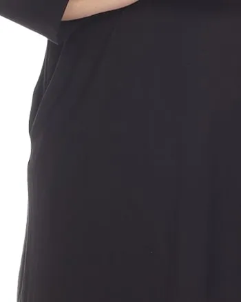 White Mark Women's  Criss Cross Neckline Swing Midi Dress | Black