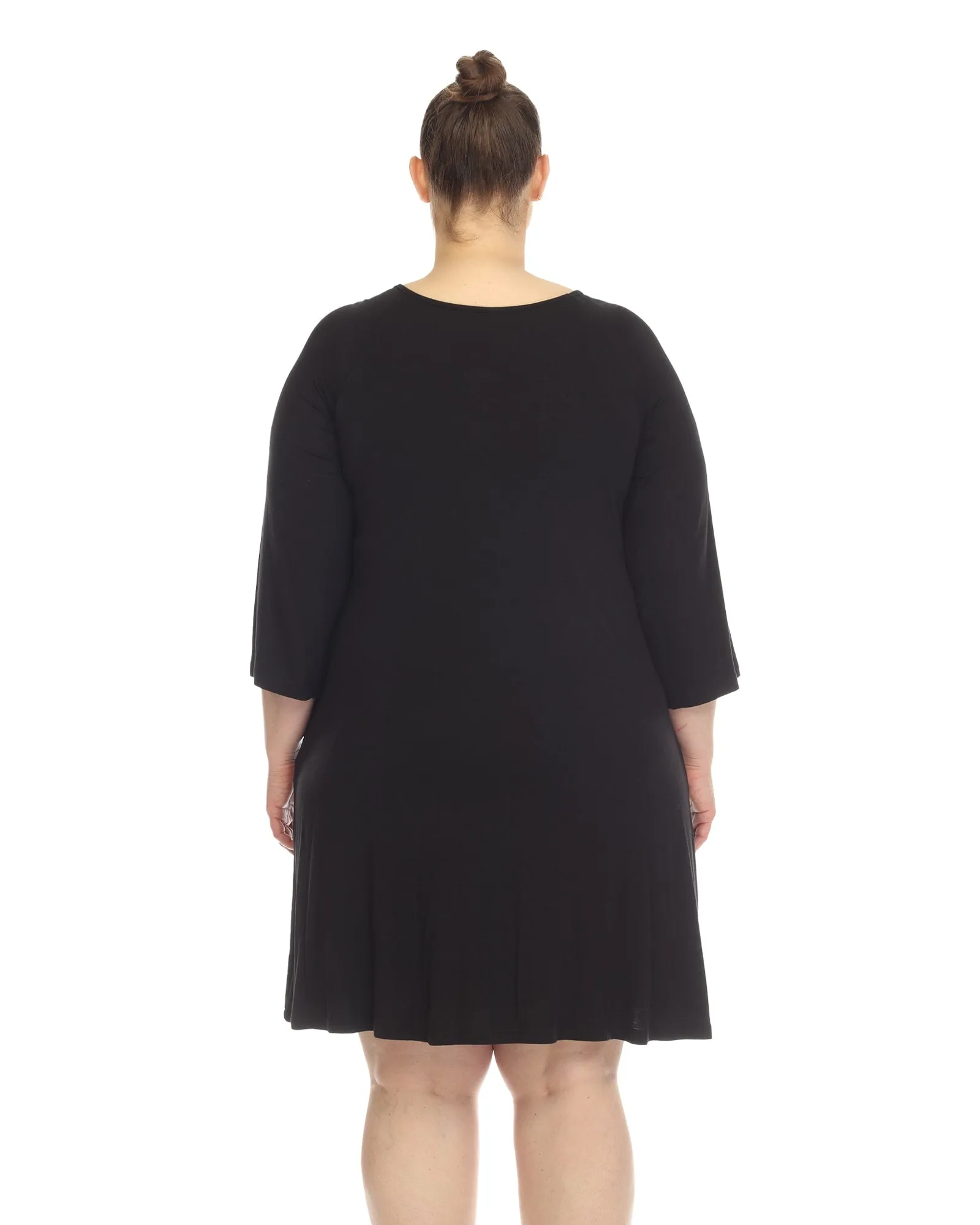 White Mark Women's  Criss Cross Neckline Swing Midi Dress | Black