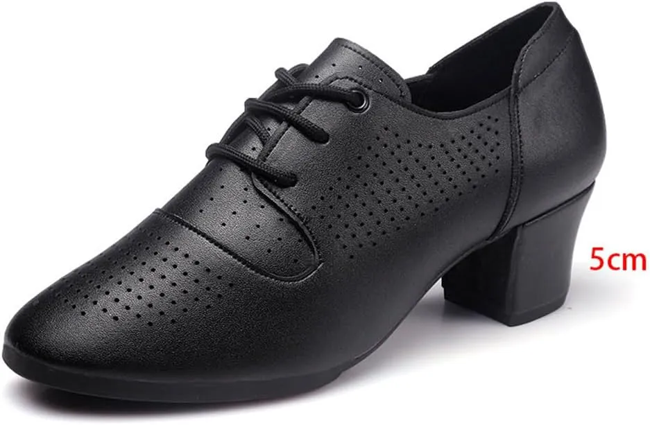 Womens Dance Sneakers, Outdoor Rubber Sole Jazz Shoes Lace-Up Mesh Ballroom Trainers Breathable Ladies Dancing Shoe