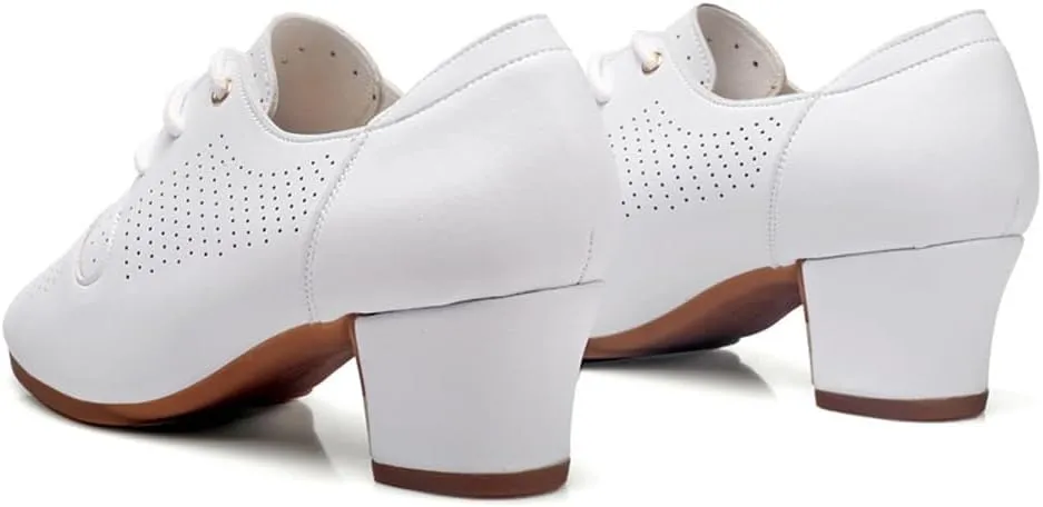 Womens Dance Sneakers, Outdoor Rubber Sole Jazz Shoes Lace-Up Mesh Ballroom Trainers Breathable Ladies Dancing Shoe