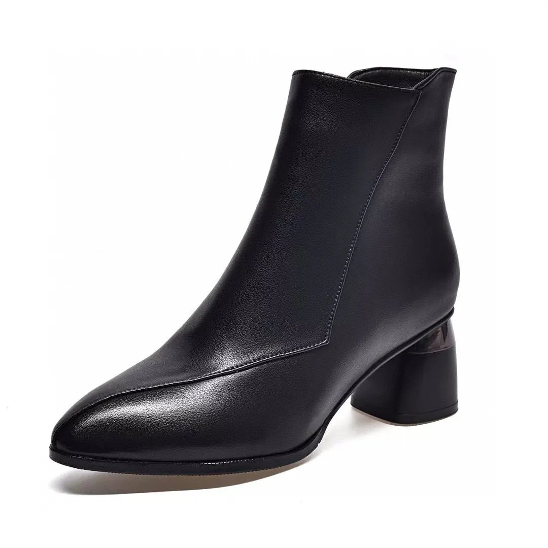 Women's Fashion Pointed Toe Chunky Heel Boots