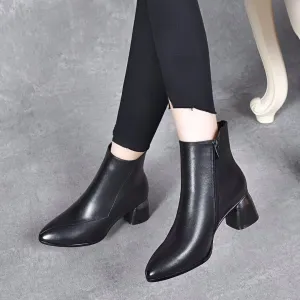 Women's Fashion Pointed Toe Chunky Heel Boots