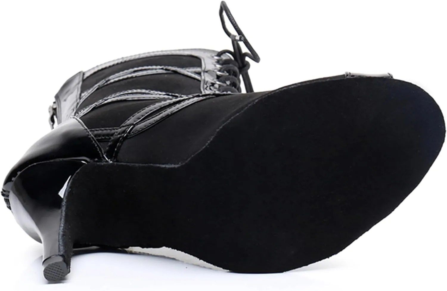 Womens Girls Ballroom Practice Shoes Peep Toe Latin Dance Boots Lace-up Prom Party Ankle Sandals X3229