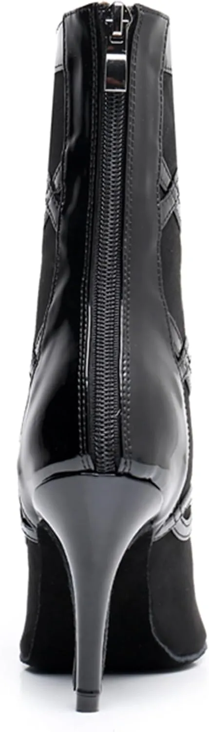 Womens Girls Ballroom Practice Shoes Peep Toe Latin Dance Boots Lace-up Prom Party Ankle Sandals X3229