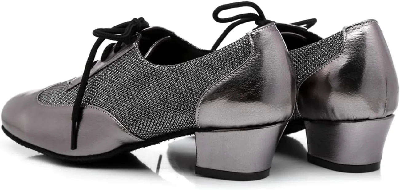 Women's Glitter Round Toe Synthetic Ballroom Morden Tango Party Wedding Practice Professional Dance Shoes